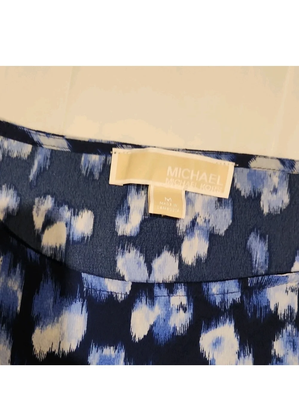 Michael Kors Navy with Light Blue Floral Short Sleeve Blouse